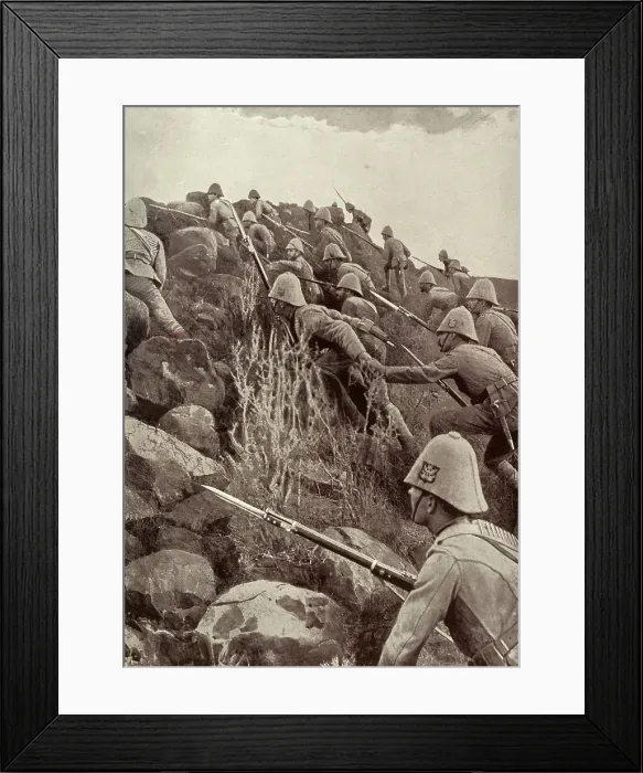 Framed Print : Paardeberg: The Canadians Storming An Outlying Kopje, February 1900, (c1900). Creator: Thiele & Co. Paardeberg: The Canadians Storming An Outlying Kopje, February 1900, (c1900). Creator: Thiele & Co Framed Print : Paardeberg: The Canadians Storming An Outlying Kopje, February 1900, (c1900). Creator: Thiele & Co. Paardeberg: The Canadians Storming An Outlying Kopje, February 1900, (c1900). Creator: Thiele & Co
