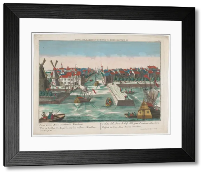 Framed Print : View of the Western New City Gate and Eastern New Main Gate in Rotterdam, 1742-1801. Creator: Anon Framed Print : View of the Western New City Gate and Eastern New Main Gate in Rotterdam, 1742-1801. Creator: Anon