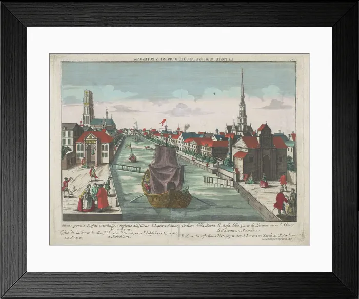 Framed Print : View of the Western Old Gate and Eastern Old Gate in Rotterdam, 1742-1801. Creator: Anon Framed Print : View of the Western Old Gate and Eastern Old Gate in Rotterdam, 1742-1801. Creator: Anon
