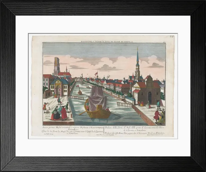 Framed Print : View of the Western Old Gate and Eastern Old Gate in Rotterdam, 1742-1801. Creator: Anon Framed Print : View of the Western Old Gate and Eastern Old Gate in Rotterdam, 1742-1801. Creator: Anon