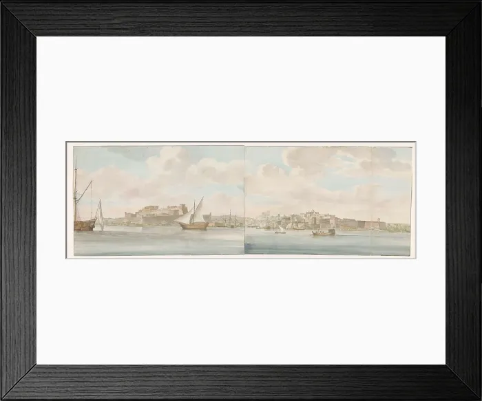 Framed Print : View of Fort St. Angelo near the port of Malta and Peninsula Senglea, 1778. Creator: Louis Ducros Framed Print : View of Fort St. Angelo near the port of Malta and Peninsula Senglea, 1778. Creator: Louis Ducros