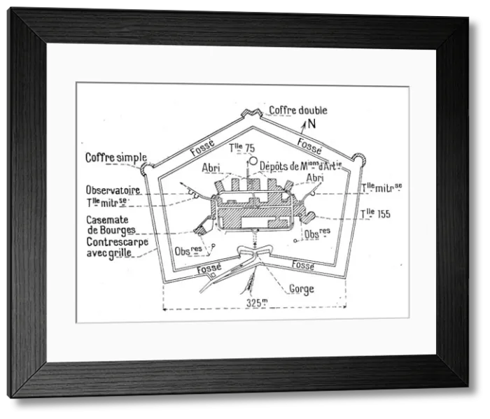 Framed Print : Le Fort de Douaumont ; plan sommaire (rez de chaussee), 1916. Creator: Unknown Framed Print : Le Fort de Douaumont ; plan sommaire (rez de chaussee), 1916. Creator: Unknown