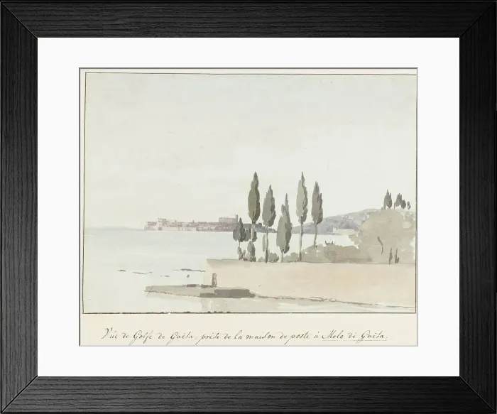 Framed Print : View of the Gulf of Gaeta opposite the posthouse at Gaeta pier, 1778. Creator: Louis Ducros Framed Print : View of the Gulf of Gaeta opposite the posthouse at Gaeta pier, 1778. Creator: Louis Ducros