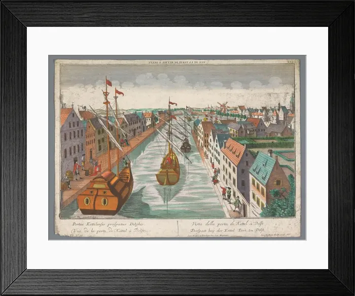 Framed Print : View of a canal in the vicinity of the Ketelpoort in Delft, 1742-1801. Creator: Anon Framed Print : View of a canal in the vicinity of the Ketelpoort in Delft, 1742-1801. Creator: Anon