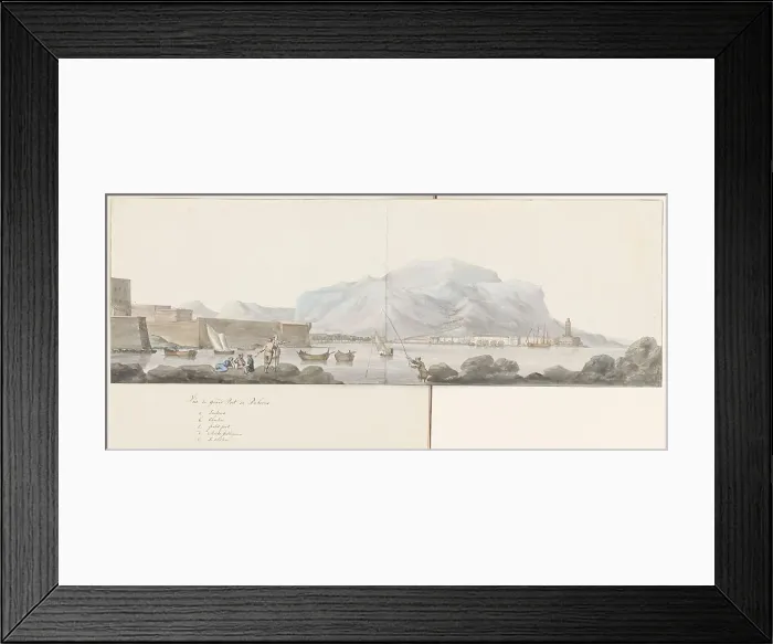 Framed Print : View of the large port of Palermo, 1778. Creator: Louis Ducros Framed Print : View of the large port of Palermo, 1778. Creator: Louis Ducros