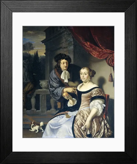 Framed Print : A Man and a Woman, 1678. Creator: Frans van Mieris I Framed Print : A Man and a Woman, 1678. Creator: Frans van Mieris I