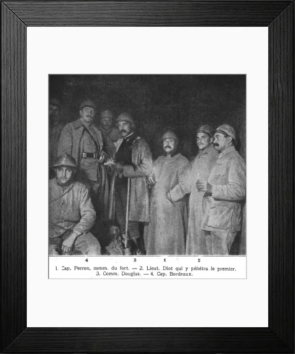 Framed Print : Apres la reprise du Fort de Vaux; 1. Cap. Perron, comm.du fort.--2. Lieut. Diot qui y... 1916. Creator: Unknown Framed Print : Apres la reprise du Fort de Vaux; 1. Cap. Perron, comm.du fort.--2. Lieut. Diot qui y... 1916. Creator: Unknown