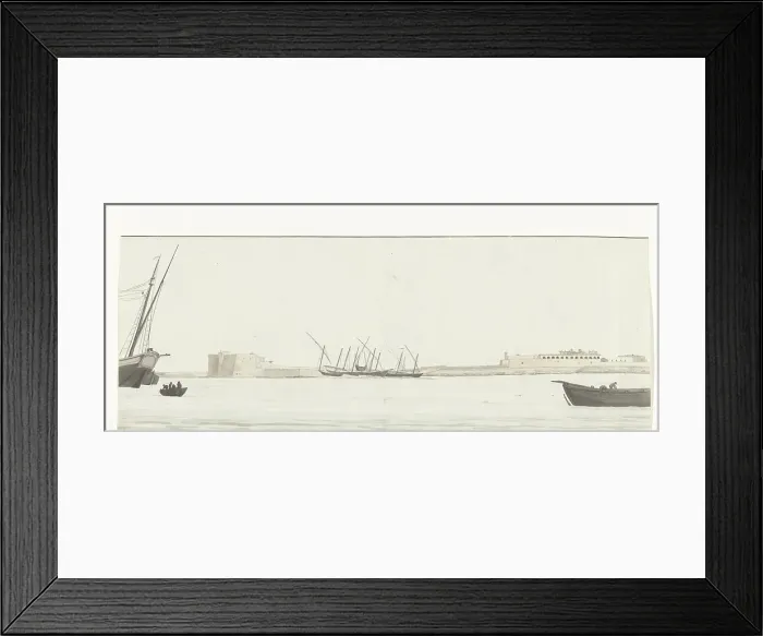 Framed Print : View of the port of Trani from the water, 1778. Creator: Louis Ducros Framed Print : View of the port of Trani from the water, 1778. Creator: Louis Ducros