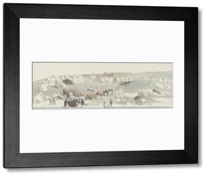 Framed Print : View of the small port of Luogo Vivo on the San Vito sailing route, 1778. Creator: Louis Ducros Framed Print : View of the small port of Luogo Vivo on the San Vito sailing route, 1778. Creator: Louis Ducros