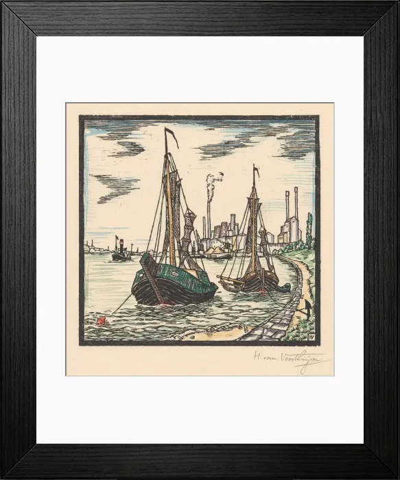 Framed Print : Moored fishing boats, 1871-1918. Creator: Henriëtte van Hove Framed Print : Moored fishing boats, 1871-1918. Creator: Henriëtte van Hove