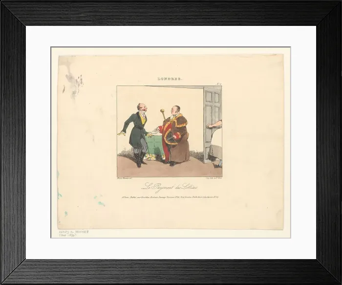Framed Print : Man receives account for stupidities, 1826. Creator: Henry Bonaventure Monnier Framed Print : Man receives account for stupidities, 1826. Creator: Henry Bonaventure Monnier