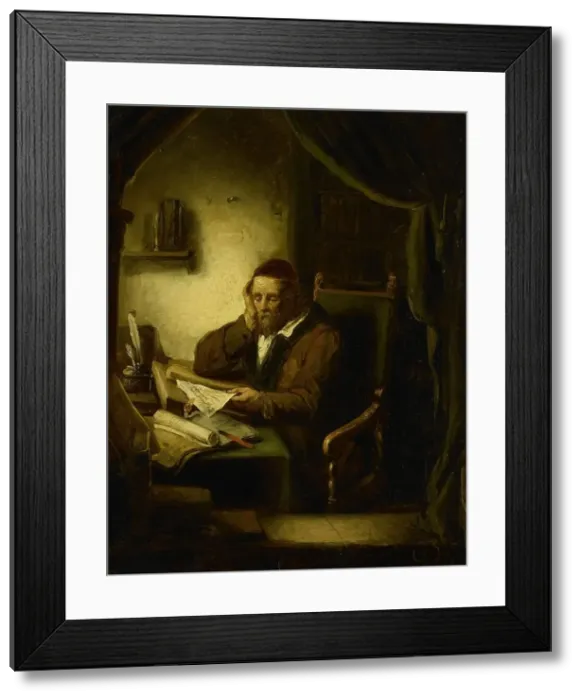 Framed Print : Old Man in his Study, 1833. Creator: George Gillis Haanen Framed Print : Old Man in his Study, 1833. Creator: George Gillis Haanen