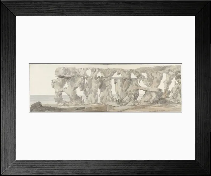 Framed Print : View of a rock on the way to visit Gozo Island, 1778. Creator: Louis Ducros Framed Print : View of a rock on the way to visit Gozo Island, 1778. Creator: Louis Ducros