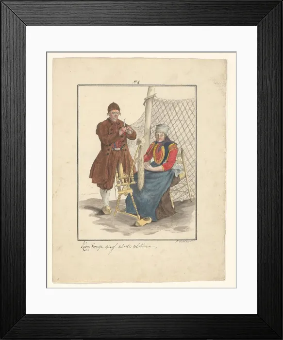 Framed Print : Fisher couple from Schokland, 1803-c.1899. Creator: J. Enklaar Framed Print : Fisher couple from Schokland, 1803-c.1899. Creator: J. Enklaar