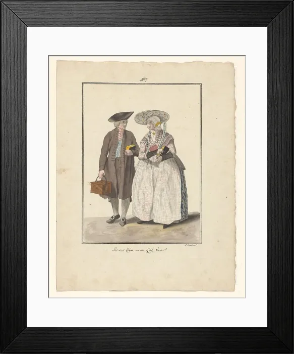 Framed Print : Fisher couple from Friesland, 1803-c.1899. Creator: J. Enklaar Framed Print : Fisher couple from Friesland, 1803-c.1899. Creator: J. Enklaar