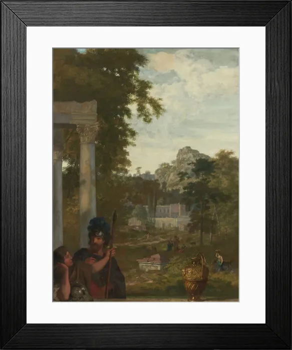 Framed Print : Italian Landscape with two Roman Soldiers, c.1687. Creator: Gerard de Lairesse Framed Print : Italian Landscape with two Roman Soldiers, c.1687. Creator: Gerard de Lairesse