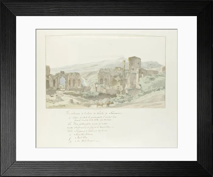 Framed Print : View of interior and stage at Taormina theatre, 1778. Creator: Louis Ducros Framed Print : View of interior and stage at Taormina theatre, 1778. Creator: Louis Ducros