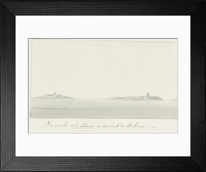 Framed Print : View of Isola delle Femmine near Palermo, 1778. Creator: Louis Ducros Framed Print : View of Isola delle Femmine near Palermo, 1778. Creator: Louis Ducros