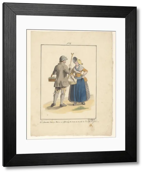 Framed Print : Man and woman from Schouwen, 1803-c.1899. Creator: J. Enklaar Framed Print : Man and woman from Schouwen, 1803-c.1899. Creator: J. Enklaar