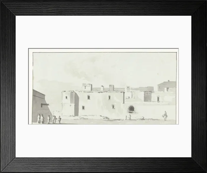 Framed Print : View of the Old Palace of the Count of Egmond Pignatelli in Cerignola, 1778. Creator: Louis Ducros Framed Print : View of the Old Palace of the Count of Egmond Pignatelli in Cerignola, 1778. Creator: Louis Ducros