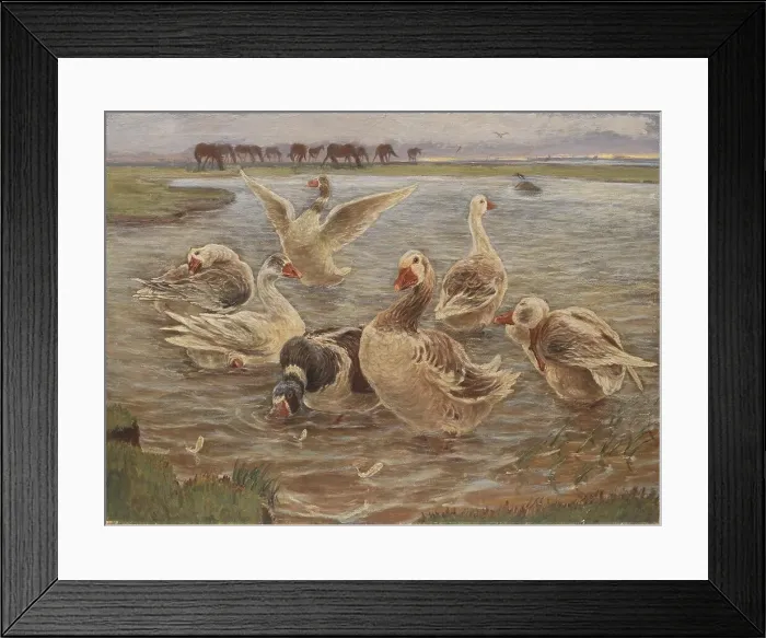 Framed Print : Geese on the Island of Saltholm, 1897. Creator: Theodor Esbern Philipsen Framed Print : Geese on the Island of Saltholm, 1897. Creator: Theodor Esbern Philipsen