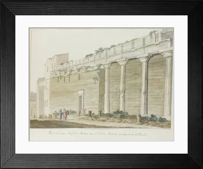 Framed Print : View of the old Temple of Athena (Minerva) on the island of Syracuse, 1778. Creator: Louis Ducros Framed Print : View of the old Temple of Athena (Minerva) on the island of Syracuse, 1778. Creator: Louis Ducros