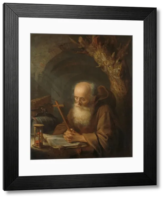Framed Print : A Hermit, 1664. Creator: Gerrit Dou Framed Print : A Hermit, 1664. Creator: Gerrit Dou