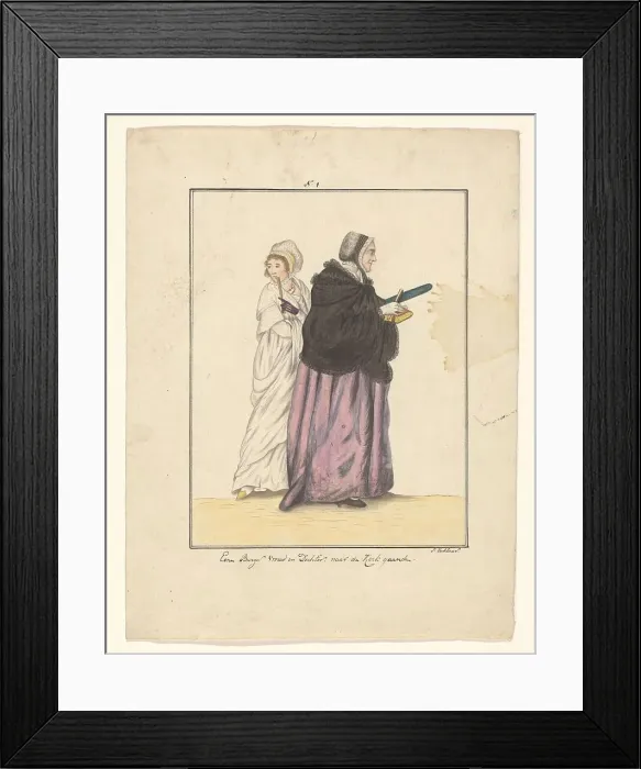 Framed Print : Mother and daughter on the way to church, 1803-c.1899. Creator: J. Enklaar Framed Print : Mother and daughter on the way to church, 1803-c.1899. Creator: J. Enklaar