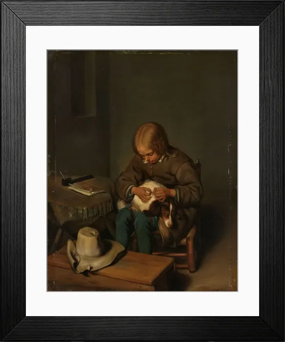 Framed Print : Boy Fleaing a Dog, after 1728. Creator: Unknown Framed Print : Boy Fleaing a Dog, after 1728. Creator: Unknown