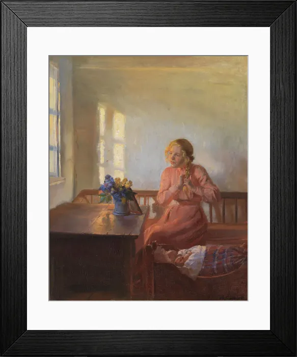 Framed Print : A Young Girl Plaiting her Hair, 1901. Creator: Anna Kirstine Ancher Framed Print : A Young Girl Plaiting her Hair, 1901. Creator: Anna Kirstine Ancher