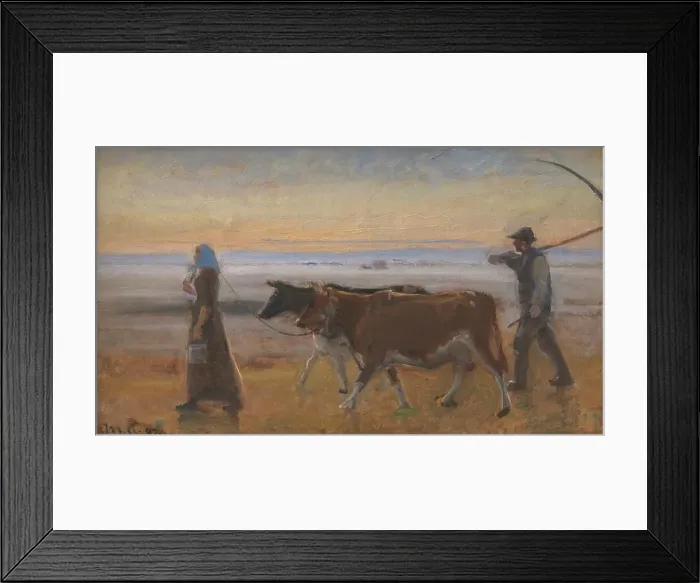 Framed Print : Cows Being Driven across the Moor, 1902. Creator: Michael Peter Ancher Framed Print : Cows Being Driven across the Moor, 1902. Creator: Michael Peter Ancher
