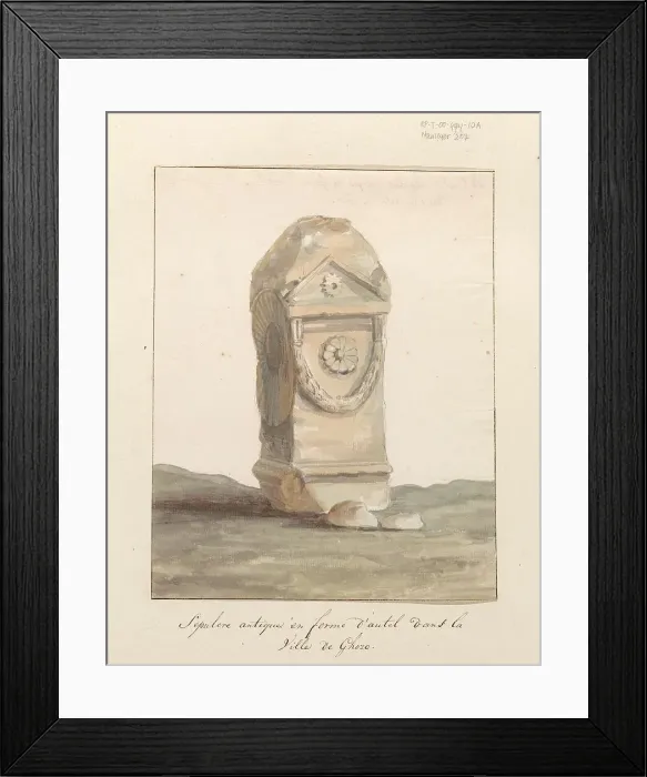 Framed Print : Grave monument in the form of classical altar in the city of Gozo, 1778. Creator: Louis Ducros Framed Print : Grave monument in the form of classical altar in the city of Gozo, 1778. Creator: Louis Ducros