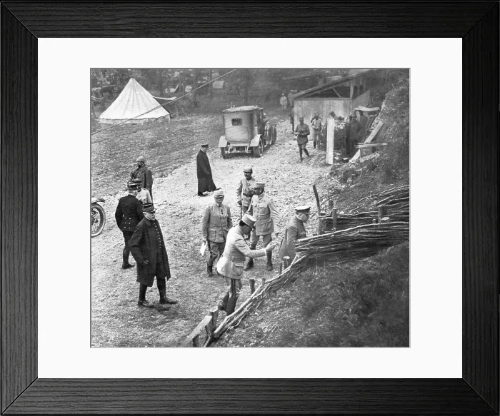 Framed Print : M. Poincare, le Ministre de la Guerre et le general Joffre sur le front de la Somme; au... 1916. Creator: Unknown