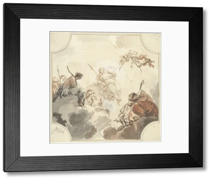 Framed Print : Design for a ceiling painting with Diana and Endymion, 1726. Creator: Jacob de Wit Framed Print : Design for a ceiling painting with Diana and Endymion, 1726. Creator: Jacob de Wit