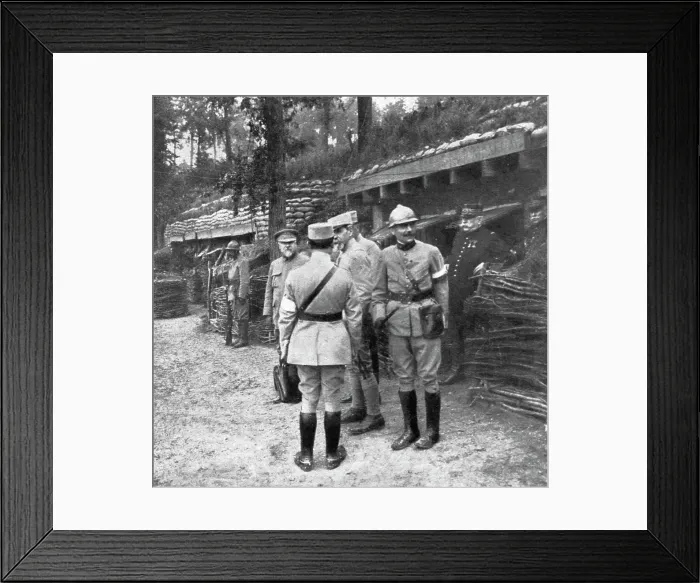 Framed Print : M. Poincare, le Ministre de la Guerre et le general Joffre sur le front de la Somme; Le... 1916. Creator: Unknown Framed Print : M. Poincare, le Ministre de la Guerre et le general Joffre sur le front de la Somme; Le... 1916. Creator: Unknown