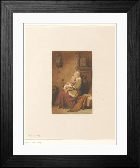 Framed Print : Mother and child in an interior, 1849. Creator: Jacob Spoel Framed Print : Mother and child in an interior, 1849. Creator: Jacob Spoel