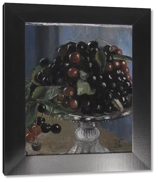 Cherries in a fruit bowl; Ciliegie in una fruttiera, Cività d'Antino, 1905. Creator: Poul S. Christiansen