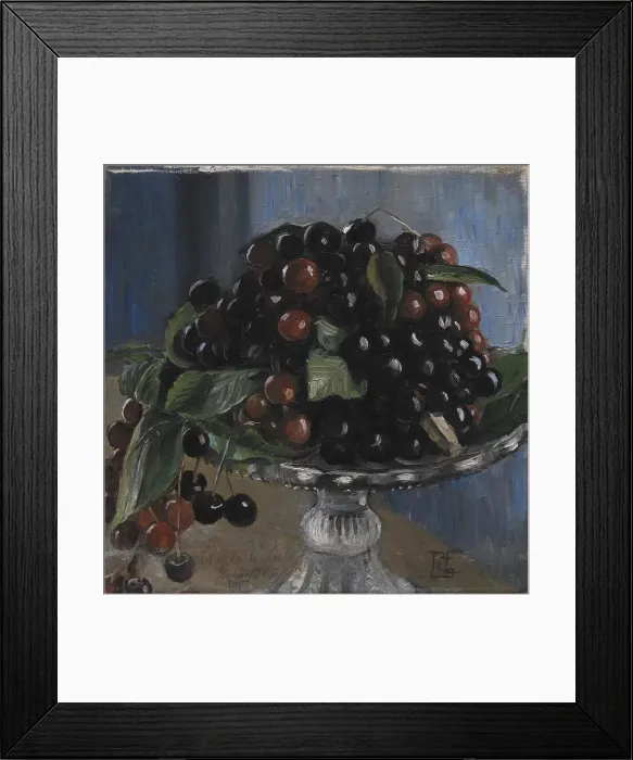 Framed Print : Cherries in a fruit bowl; Ciliegie in una fruttiera, Cività d'Antino, 1905. Creator: Poul S. Christiansen Framed Print : Cherries in a fruit bowl; Ciliegie in una fruttiera, Cività d'Antino, 1905. Creator: Poul S. Christiansen