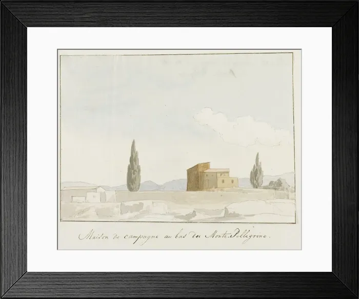 Framed Print : Country house at the foot of Mount Pellegrino, 1778. Creator: Louis Ducros Framed Print : Country house at the foot of Mount Pellegrino, 1778. Creator: Louis Ducros