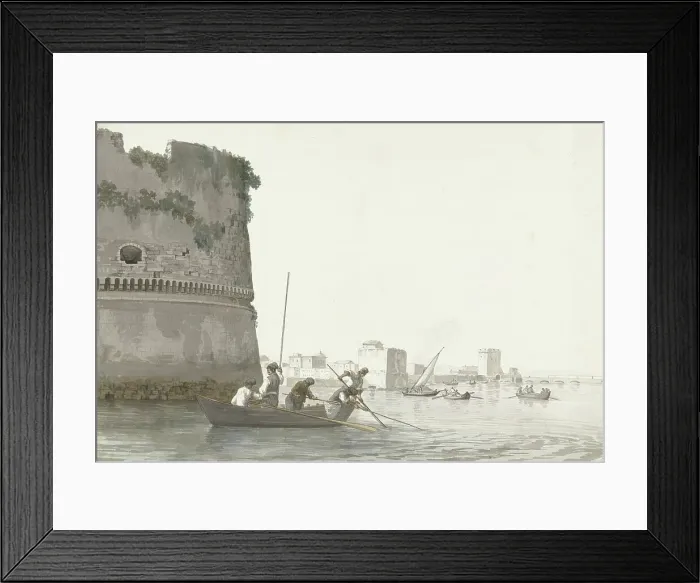 Framed Print : Mussel fishermen on Mar Piccolo near the fortifications of Taranto, 1778. Creator: Louis Ducros Framed Print : Mussel fishermen on Mar Piccolo near the fortifications of Taranto, 1778. Creator: Louis Ducros