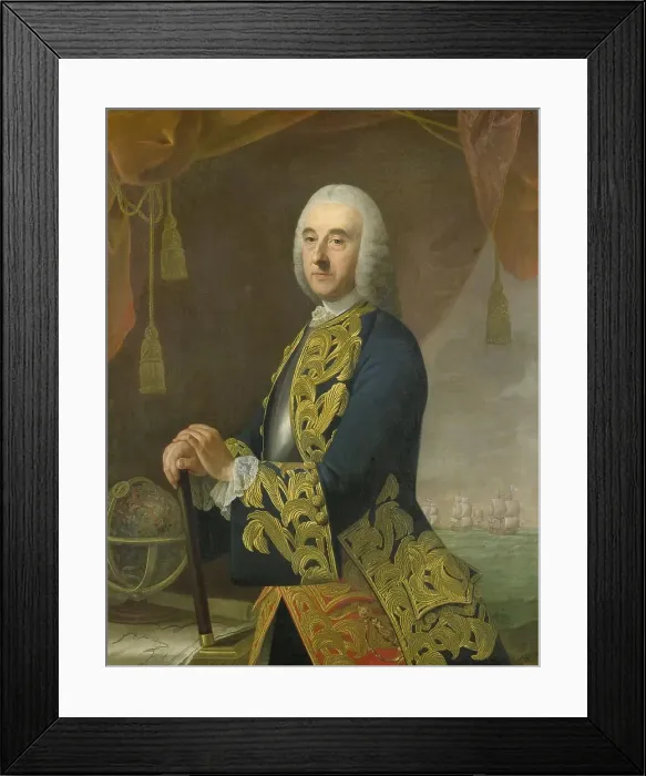 Framed Print : Portrait of Vice-Admiral Hendrik Lijnslager, Son of Harmen Lijnslager and Judith Allijn, 1759. Creator: Guillaume Jean Joseph de Spinny