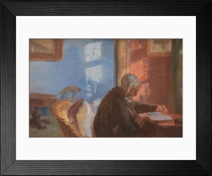 Framed Print : The Artist's Mother Ane Hedvig Brondum in the Red Room, 1909. Creator: Anna Kirstine Ancher Framed Print : The Artist's Mother Ane Hedvig Brondum in the Red Room, 1909. Creator: Anna Kirstine Ancher