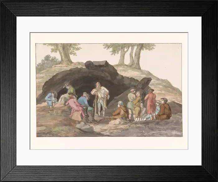 Framed Print : Stop at the Grotta delle Capre on the border at Nemorosa and Fredda, 1778. Creator: Louis Ducros Framed Print : Stop at the Grotta delle Capre on the border at Nemorosa and Fredda, 1778. Creator: Louis Ducros