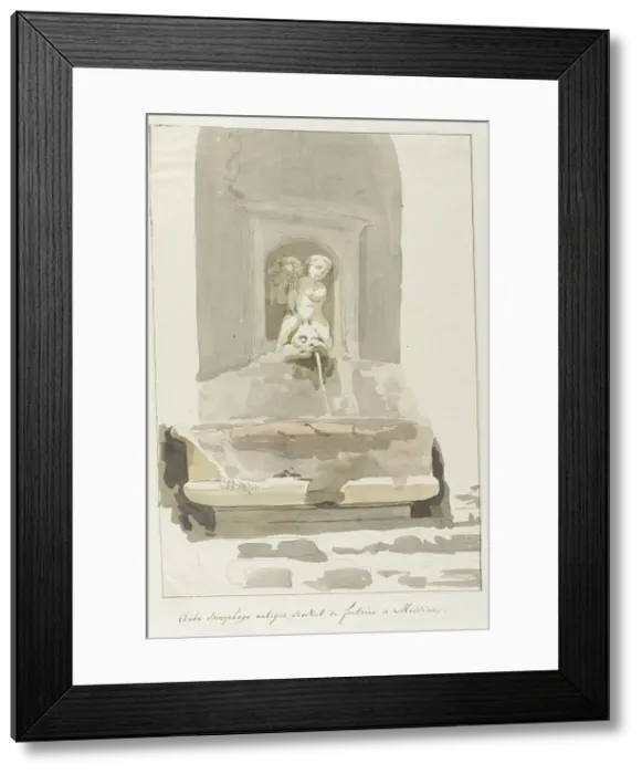 Framed Print : Ancient sarcophagus as a fountain in Messina, 1778. Creator: Louis Ducros Framed Print : Ancient sarcophagus as a fountain in Messina, 1778. Creator: Louis Ducros