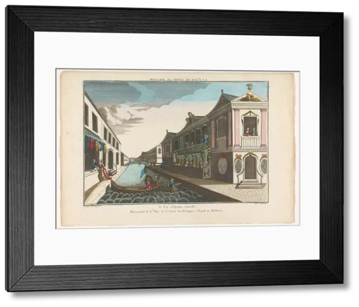 Framed Print : View of a street on a canal in Leiden, 1735-1805. Creator: Unknown Framed Print : View of a street on a canal in Leiden, 1735-1805. Creator: Unknown