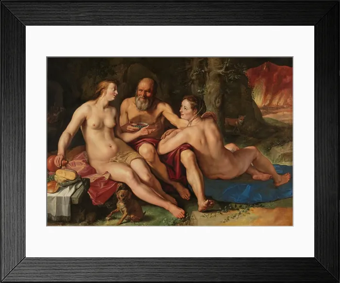 Framed Print : Lot and his Daughters, 1616. Creator: Hendrik Goltzius Framed Print : Lot and his Daughters, 1616. Creator: Hendrik Goltzius