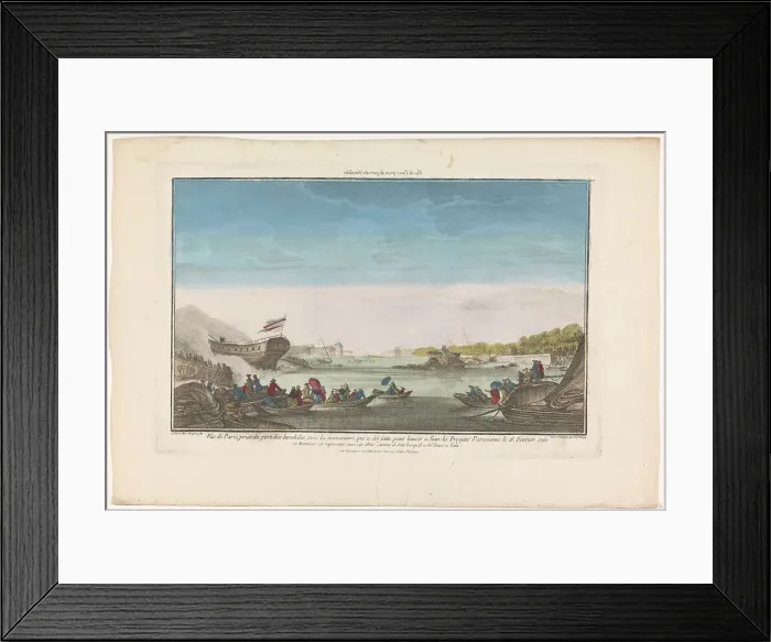 Framed Print : View of the Port des Invalides in Paris with the Paris Frigate on Feb 18, 1761, , (1761-1805). Creator: Unknown Framed Print : View of the Port des Invalides in Paris with the Paris Frigate on Feb 18, 1761, , (1761-1805). Creator: Unknown