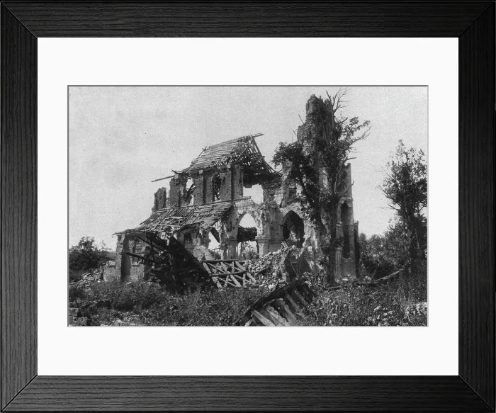 Framed Print : Les ruines reconquises: eglises de villages, dans la Somme; l'eglise de Frise, 1916. Creator: Unknown Framed Print : Les ruines reconquises: eglises de villages, dans la Somme; l'eglise de Frise, 1916. Creator: Unknown