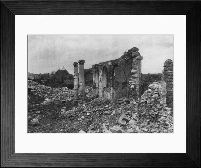 Framed Print : Les ruines reconquises: eglises de villages, dans la Somme; l'eglise d'Herbecourt, 1916. Creator: Unknown Framed Print : Les ruines reconquises: eglises de villages, dans la Somme; l'eglise d'Herbecourt, 1916. Creator: Unknown