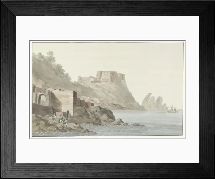 Framed Print : Rock and town of Scilla in the Calabria region on the east coast, 1778. Creator: Louis Ducros Framed Print : Rock and town of Scilla in the Calabria region on the east coast, 1778. Creator: Louis Ducros